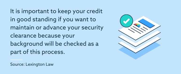 credit in good standing for security clearance